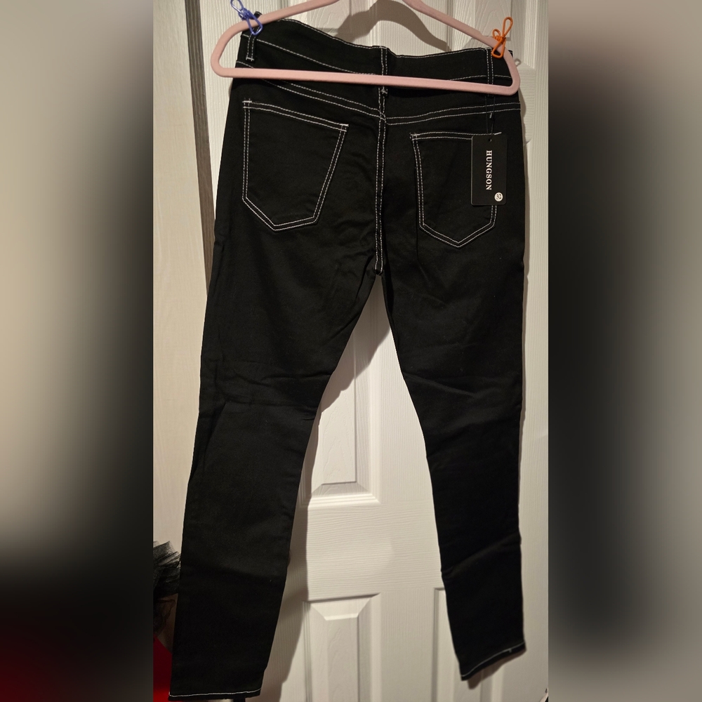 SHEIN Men's White and Black Skinny Jeans - Picture 3 of 3